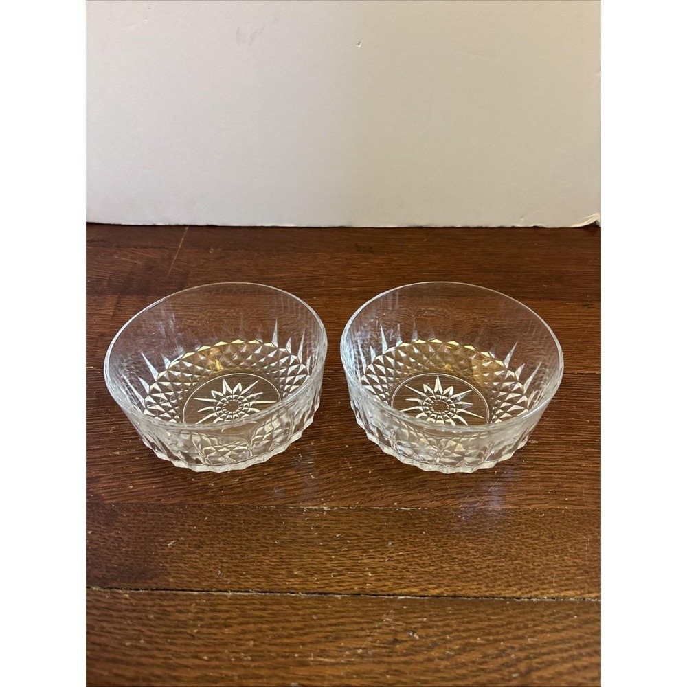 Vintage Arcoroc 5" Starburst Glass Salad Bowls USA Set Of 2